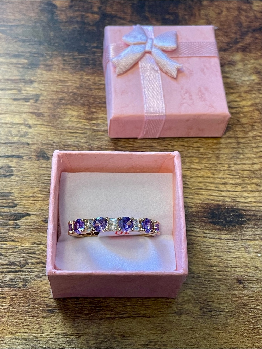 Bomb Party OG Ring - Amethyst and Diamond CZ on Gold - Size 10